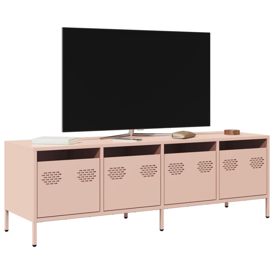 vidaXL Tv-meubel 135x39x43,5 cm koudgewalst staal roze afbeelding 1