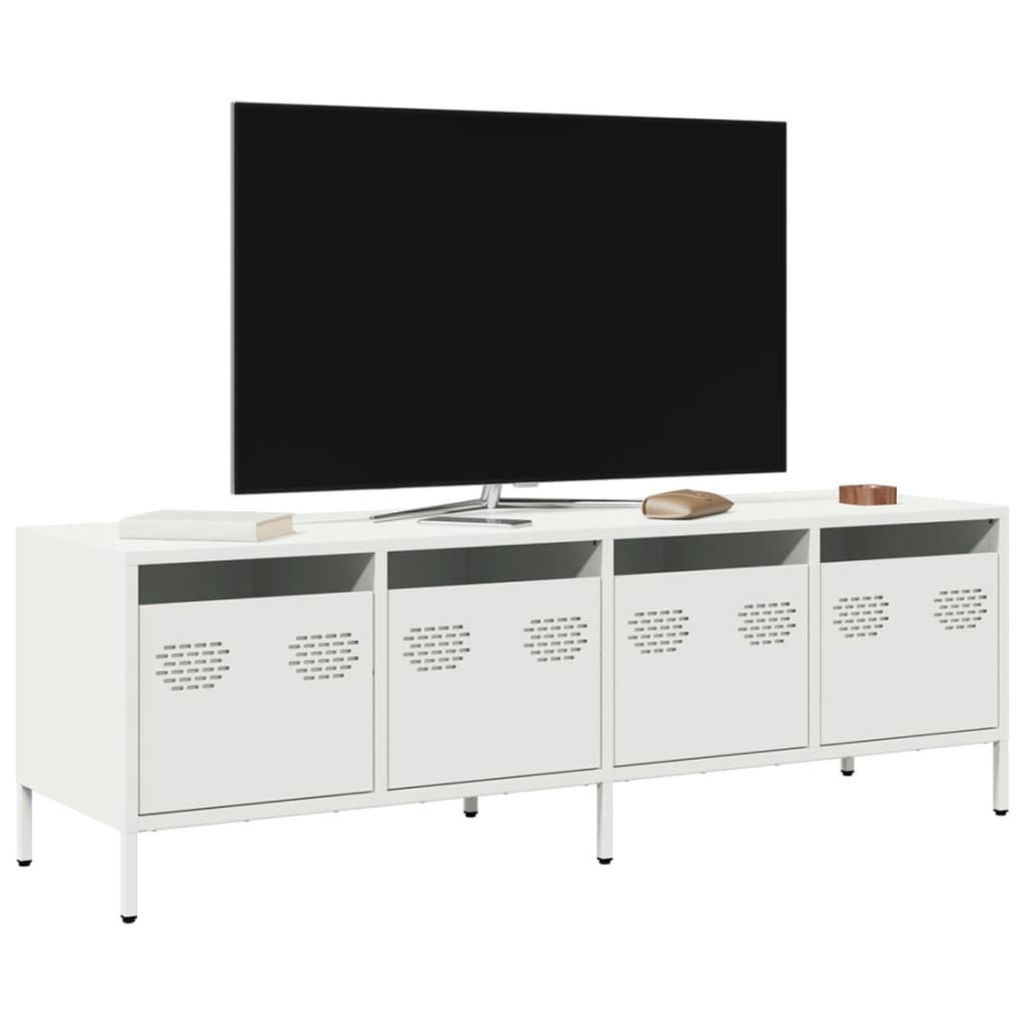 vidaXL Tv-meubel 135x39x43,5 cm koudgewalst staal wit afbeelding 1