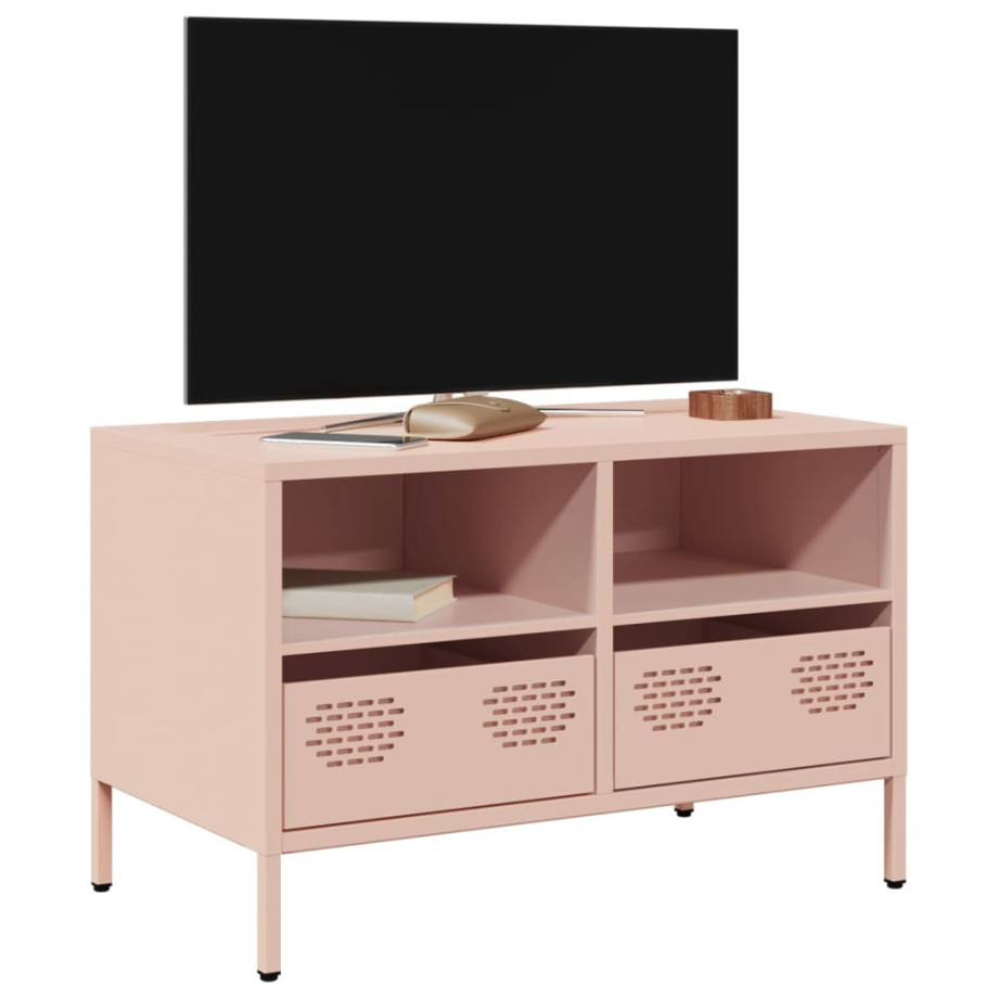 vidaXL Tv-meubel 68x39x43,5 cm koudgewalst staal roze afbeelding 1