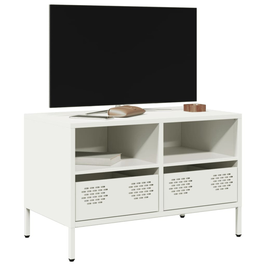 vidaXL Tv-meubel 68x39x43,5 cm koudgewalst staal wit afbeelding 1