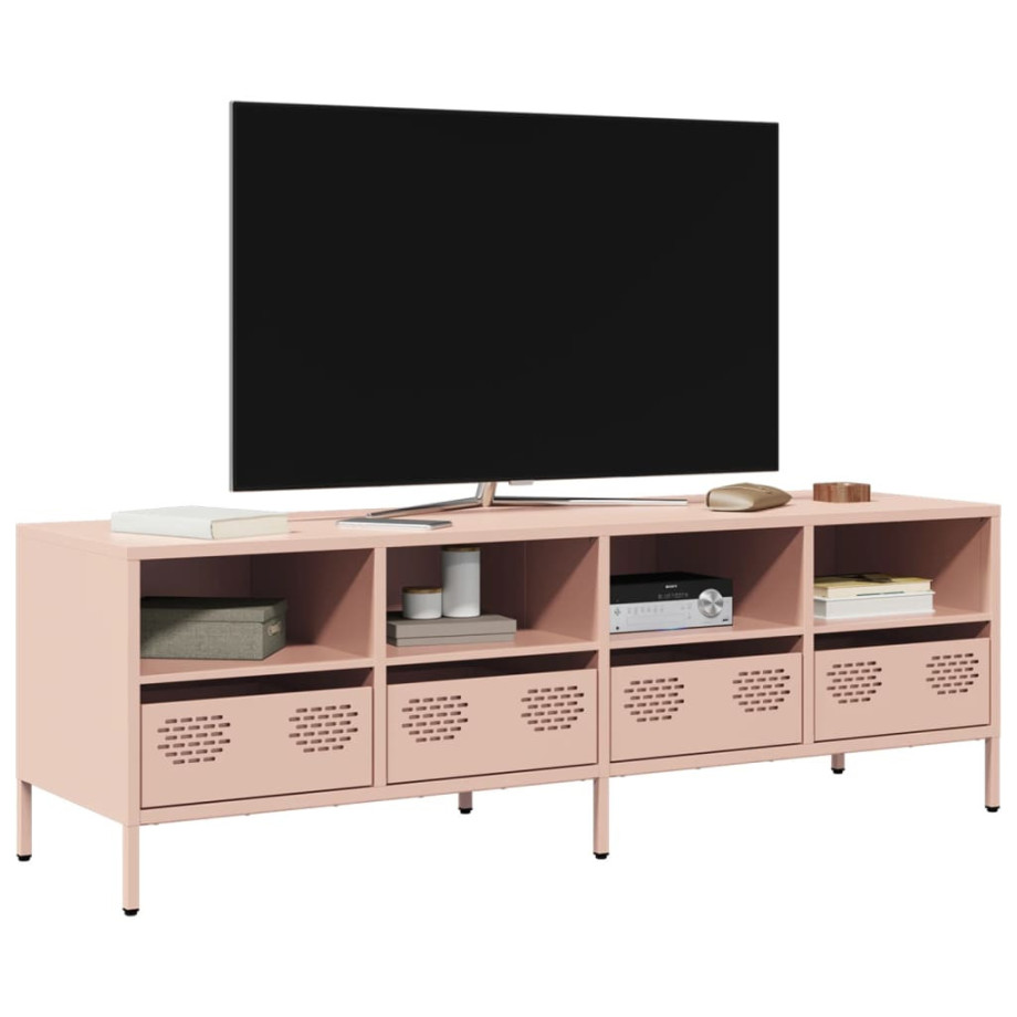 vidaXL Tv-meubel 135x39x43,5 cm koudgewalst staal roze afbeelding 1