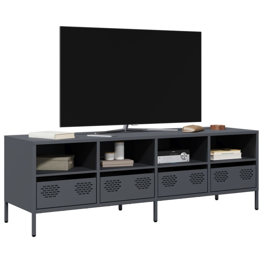 vidaXL Tv-meubel 135x39x43,5 cm koudgewalst staal antracietkleurig afbeelding 1