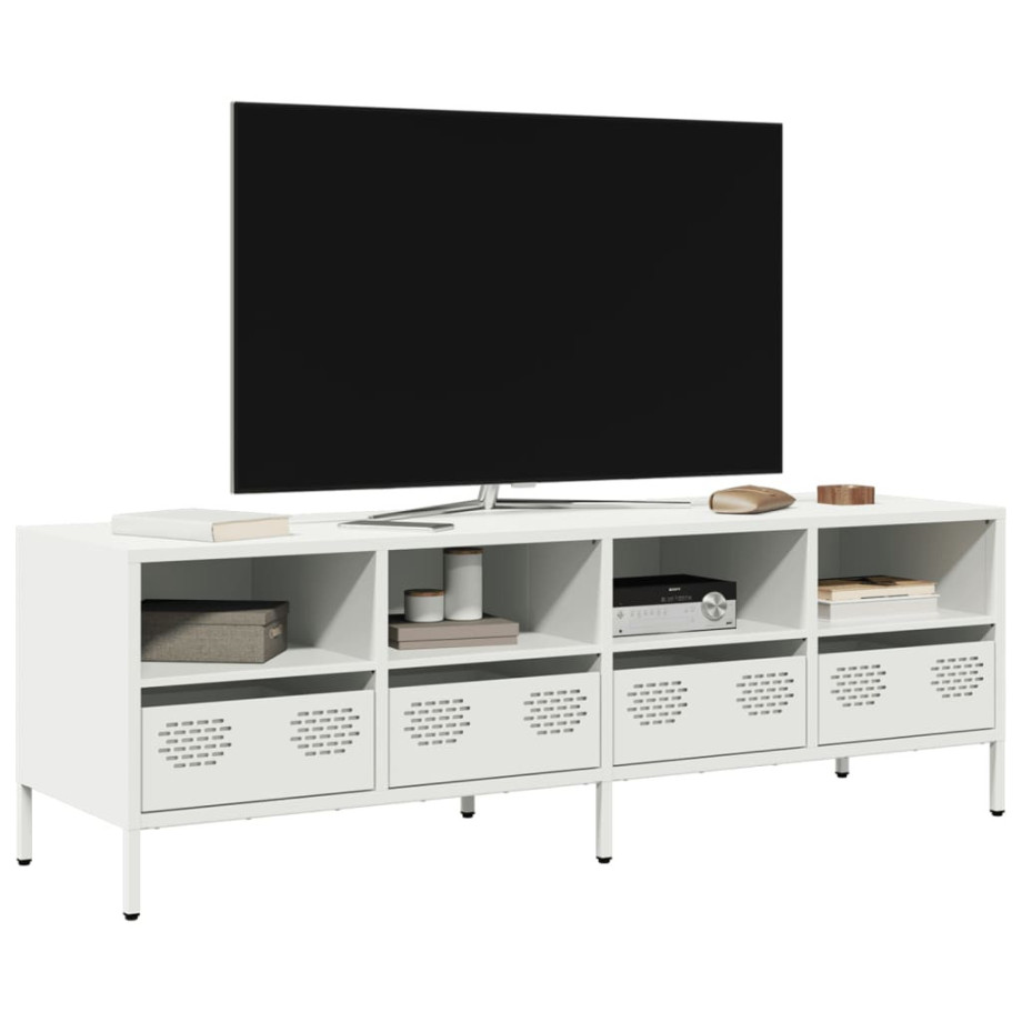 vidaXL Tv-meubel 135x39x43,5 cm koudgewalst staal wit afbeelding 1