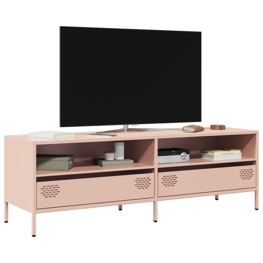 vidaXL Tv-meubel 135x39x43,5 cm koudgewalst staal roze afbeelding 1