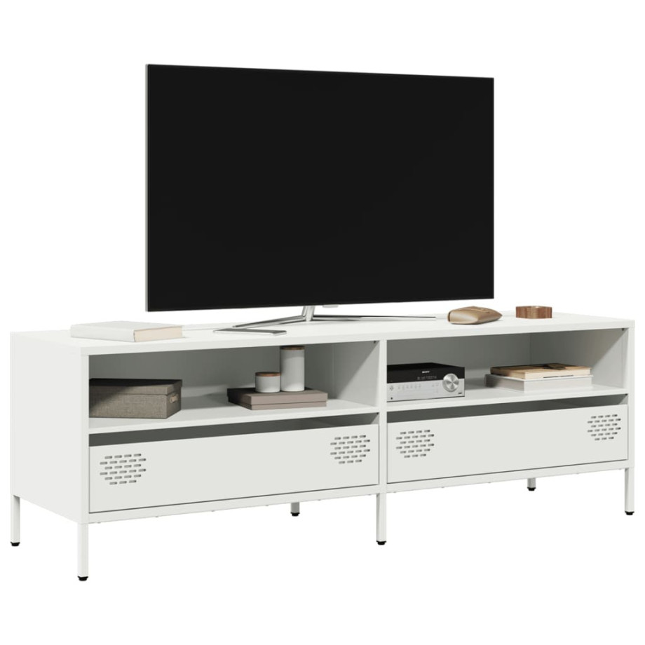 vidaXL Tv-meubel 135x39x43,5 cm koudgewalst staal wit afbeelding 1