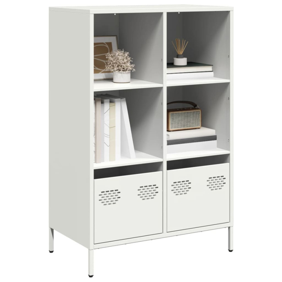 vidaXL Hoge kast 68x39x103,5 cm staal wit afbeelding 1