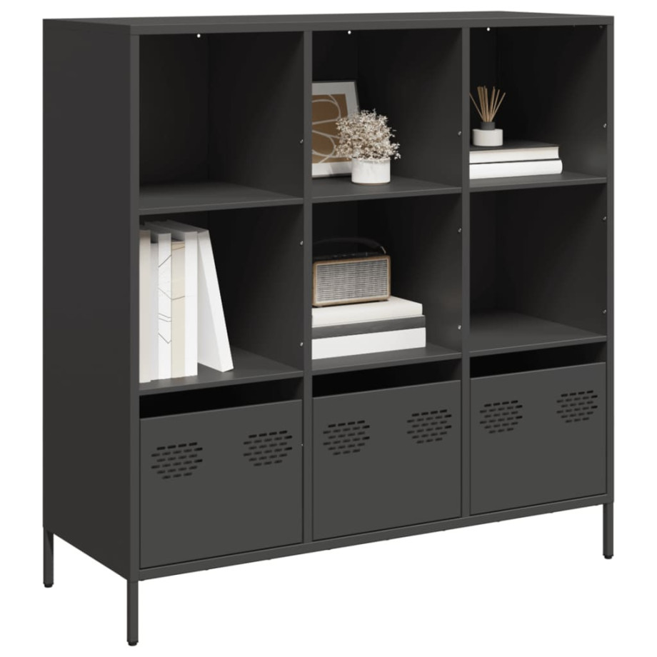 vidaXL Hoge kast 101,5x39x103,5 cm staal zwart vidaXL Hoge kast 101,5x39x103,5 cm staal zwart afbeelding 1