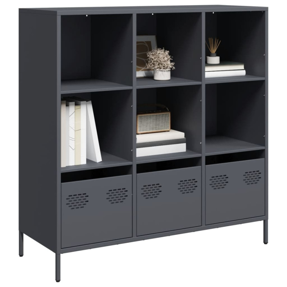vidaXL Hoge kast 101,5x39x103,5 cm staal antracietkleurig vidaXL Hoge kast 101,5x39x103,5 cm staal antracietkleurig afbeelding 1