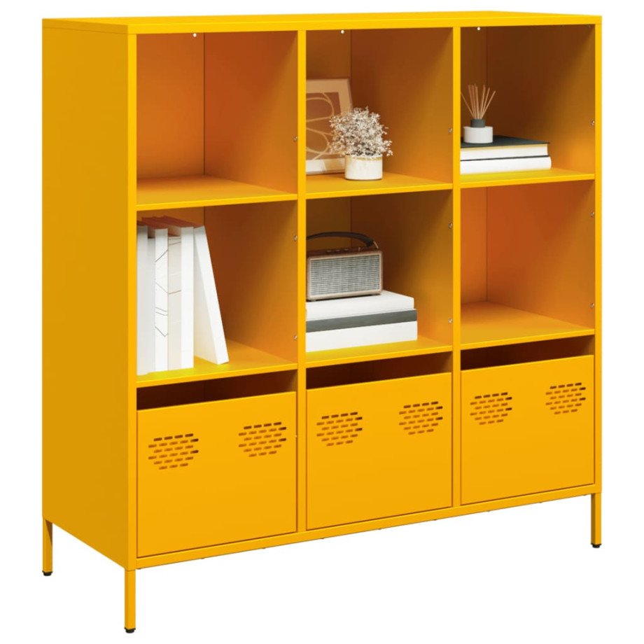 vidaXL Hoge kast 101,5x39x103,5 cm staal mosterdgeel afbeelding 1
