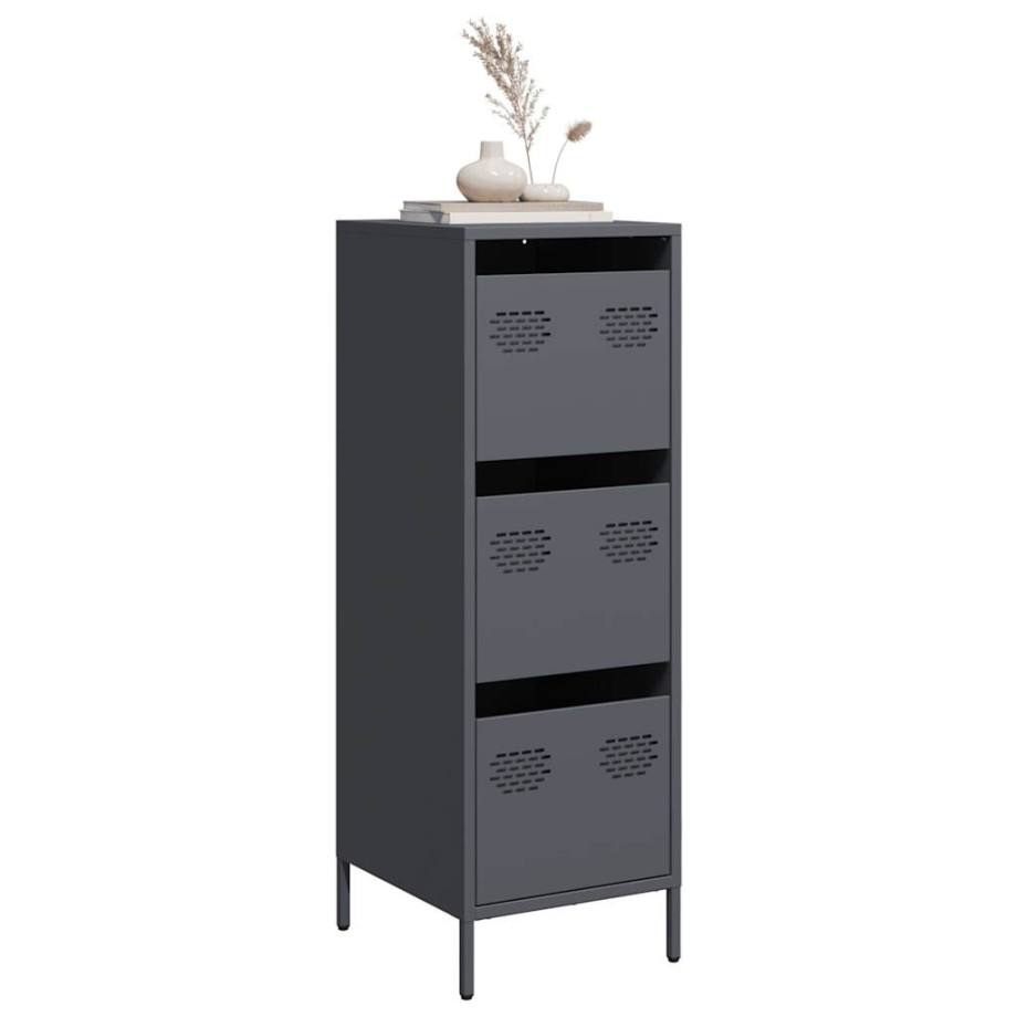 vidaXL Hoge kast 39x35x103,5 cm staal antracietkleurig afbeelding 1