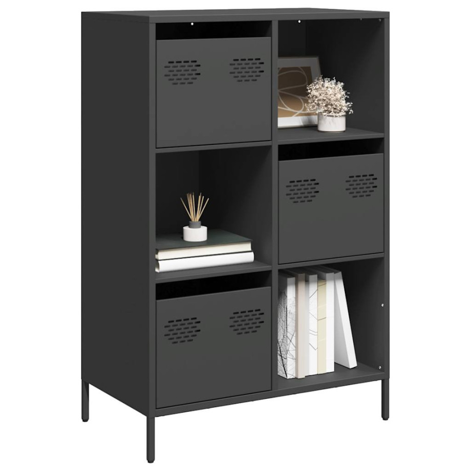 vidaXL Hoge kast 68x39x103,5 cm staal zwart afbeelding 1
