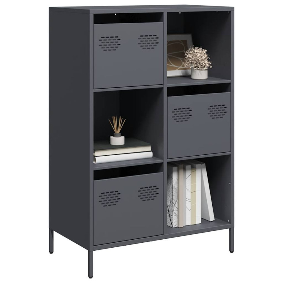 vidaXL Hoge kast 68x39x103,5 cm staal antracietkleurig afbeelding 1