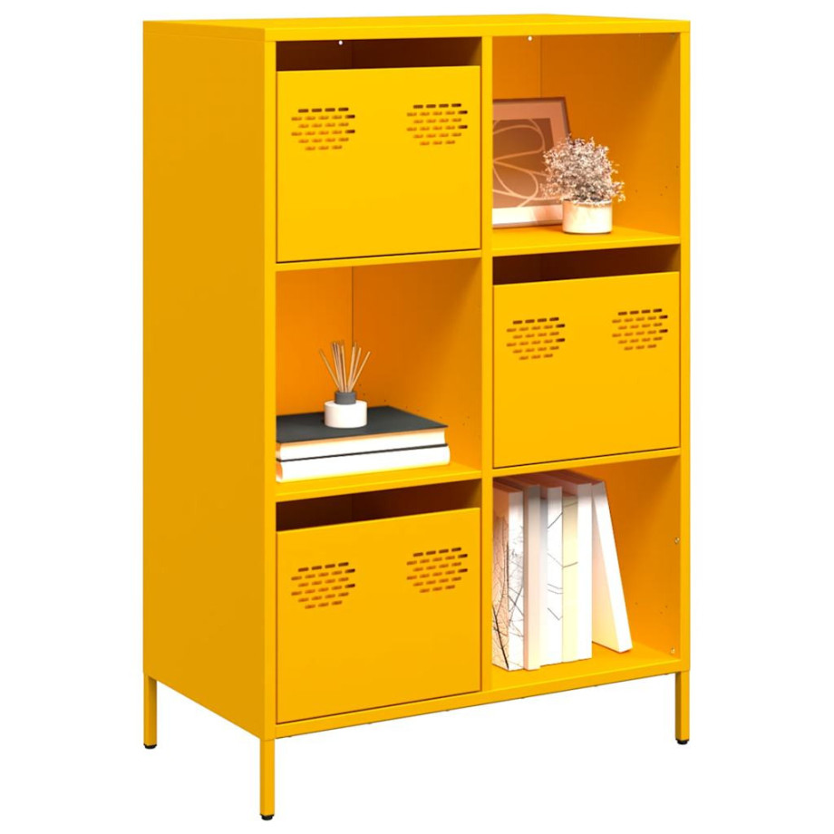 vidaXL Hoge kast 68x39x103,5 cm staal mosterdgeel vidaXL Hoge kast 68x39x103,5 cm staal mosterdgeel afbeelding 1