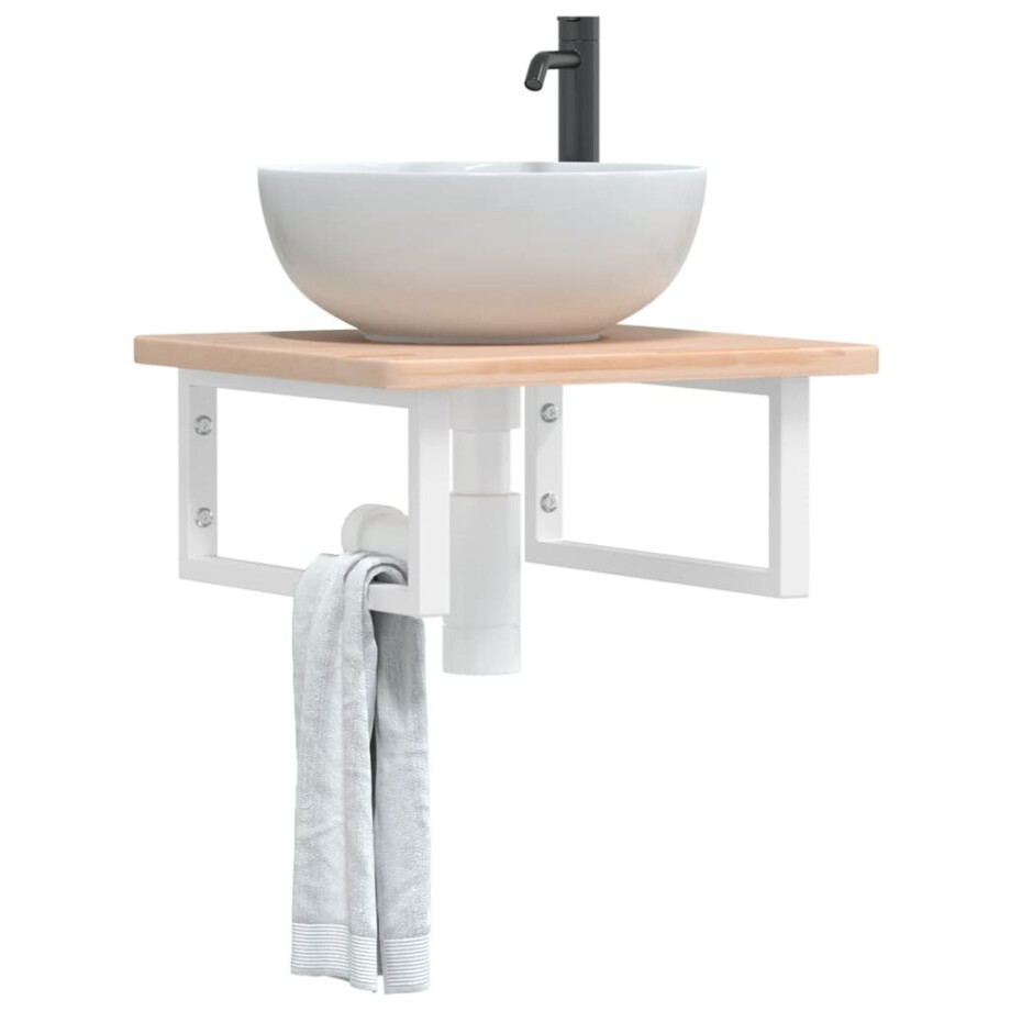 vidaXL Badkamer wandschap staal en massief eikenhout vidaXL Badkamer wandschap staal en massief eikenhout afbeelding 1