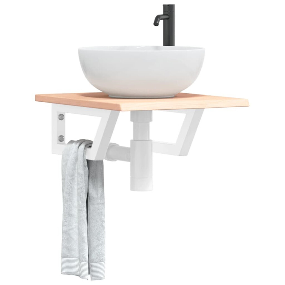 vidaXL Badkamer wandschap staal en massief eikenhout afbeelding 1