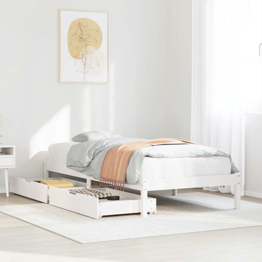 vidaXL Bedframe zonder matras massief grenenhout wit 90x200 cm vidaXL Bedframe zonder matras massief grenenhout wit 90x200 cm afbeelding 1