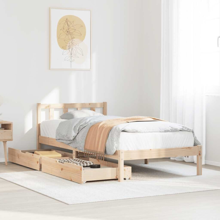 vidaXL Bedframe zonder matras massief grenenhout 90x200 cm afbeelding 1