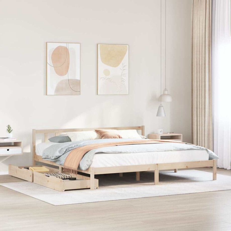 vidaXL Bedframe zonder matras massief grenenhout 180x200 cm afbeelding 1