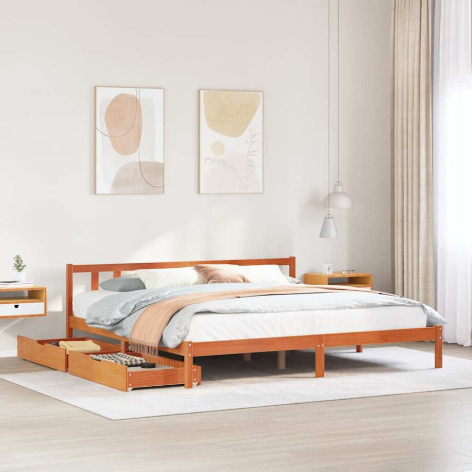 vidaXL Bedframe zonder matras massief grenenhout wasbruin 180x200 cm vidaXL Bedframe zonder matras massief grenenhout wasbruin 180x200 cm afbeelding 1