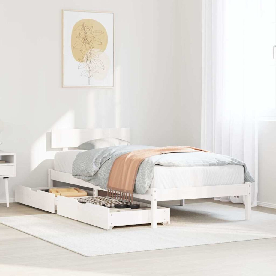 vidaXL Bedframe zonder matras massief grenenhout wit 75x190 cm vidaXL Bedframe zonder matras massief grenenhout wit 75x190 cm afbeelding 1