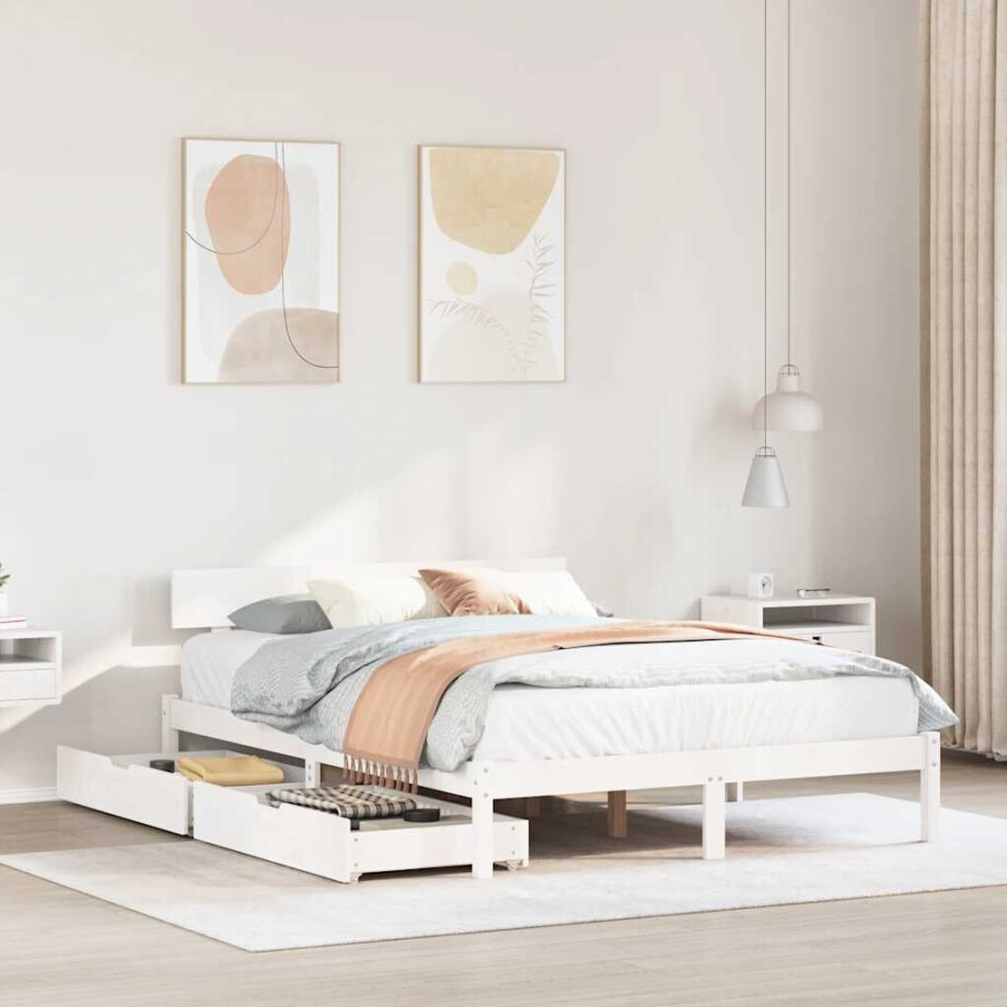 vidaXL Bedframe zonder matras massief grenenhout wit 120x190 cm vidaXL Bedframe zonder matras massief grenenhout wit 120x190 cm afbeelding 1