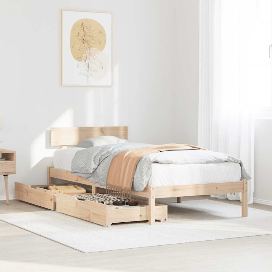 vidaXL Bedframe zonder matras massief grenenhout 90x200 cm afbeelding 1