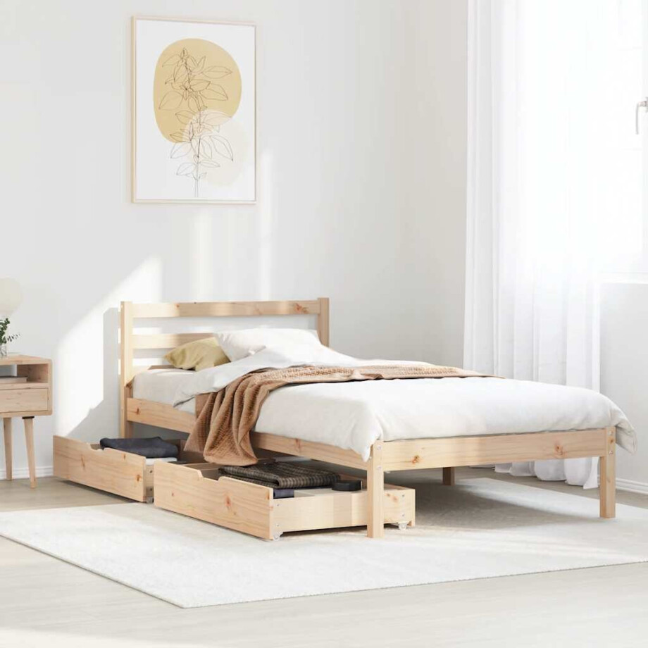 vidaXL Bedframe zonder matras massief grenenhout 90x200 cm afbeelding 1