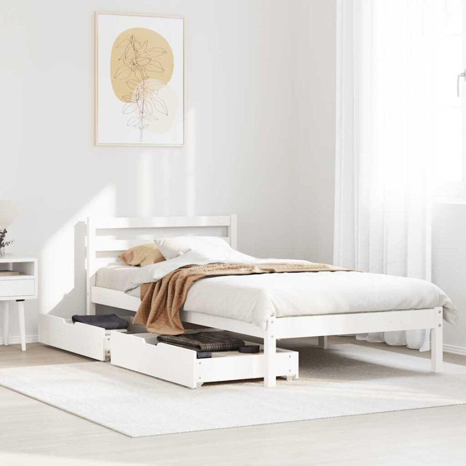vidaXL Bedframe zonder matras massief grenenhout wit 90x200 cm vidaXL Bedframe zonder matras massief grenenhout wit 90x200 cm afbeelding 1