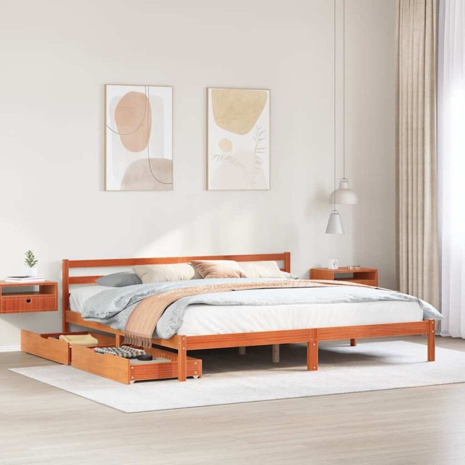 vidaXL Bedframe zonder matras massief grenenhout wasbruin 180x200 cm vidaXL Bedframe zonder matras massief grenenhout wasbruin 180x200 cm afbeelding 1