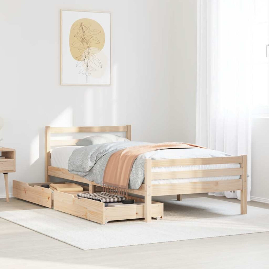 vidaXL Bedframe zonder matras massief grenenhout 90x200 cm afbeelding 1