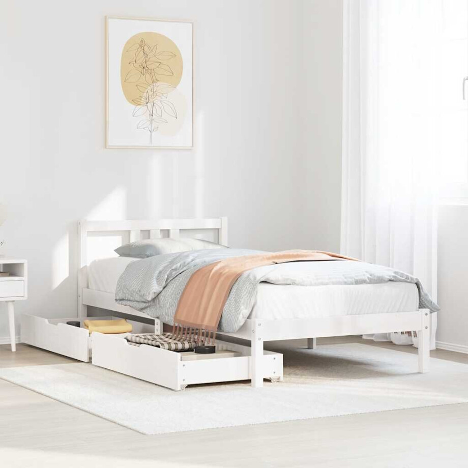 vidaXL Bedframe zonder matras massief grenenhout wit 90x200 cm vidaXL Bedframe zonder matras massief grenenhout wit 90x200 cm afbeelding 1