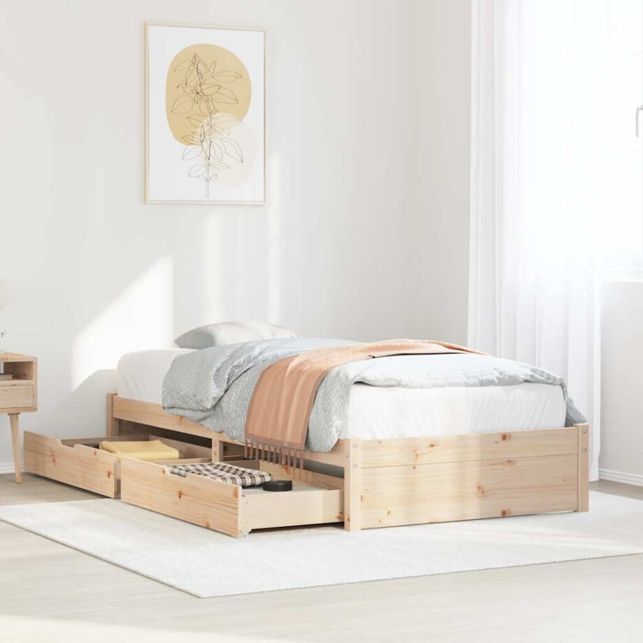 vidaXL Bedframe zonder matras massief grenenhout 90x200 cm afbeelding 1