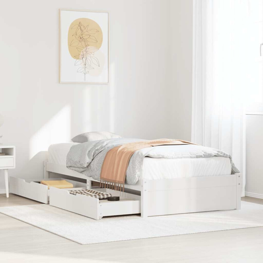 vidaXL Bedframe zonder matras massief grenenhout wit 90x200 cm vidaXL Bedframe zonder matras massief grenenhout wit 90x200 cm afbeelding 1