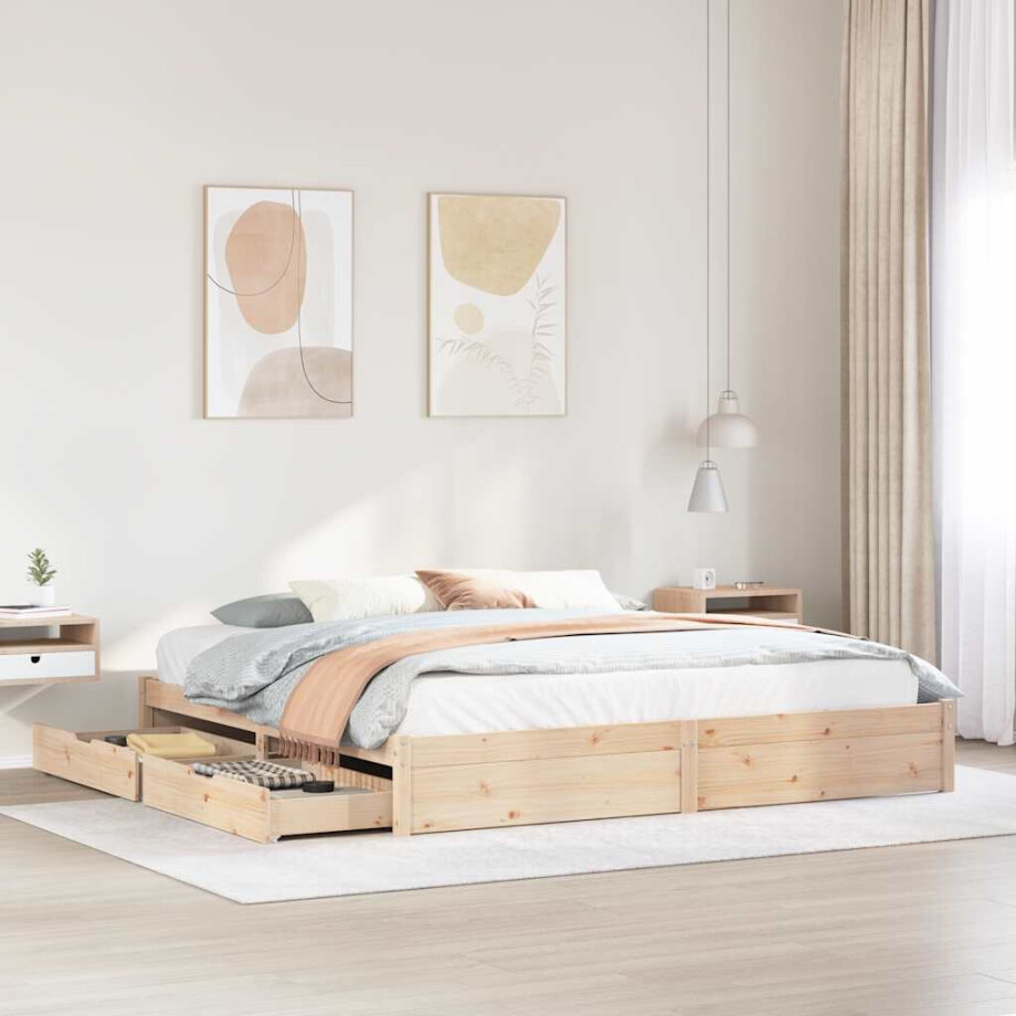 vidaXL Bedframe zonder matras massief grenenhout 180x200 cm afbeelding 1