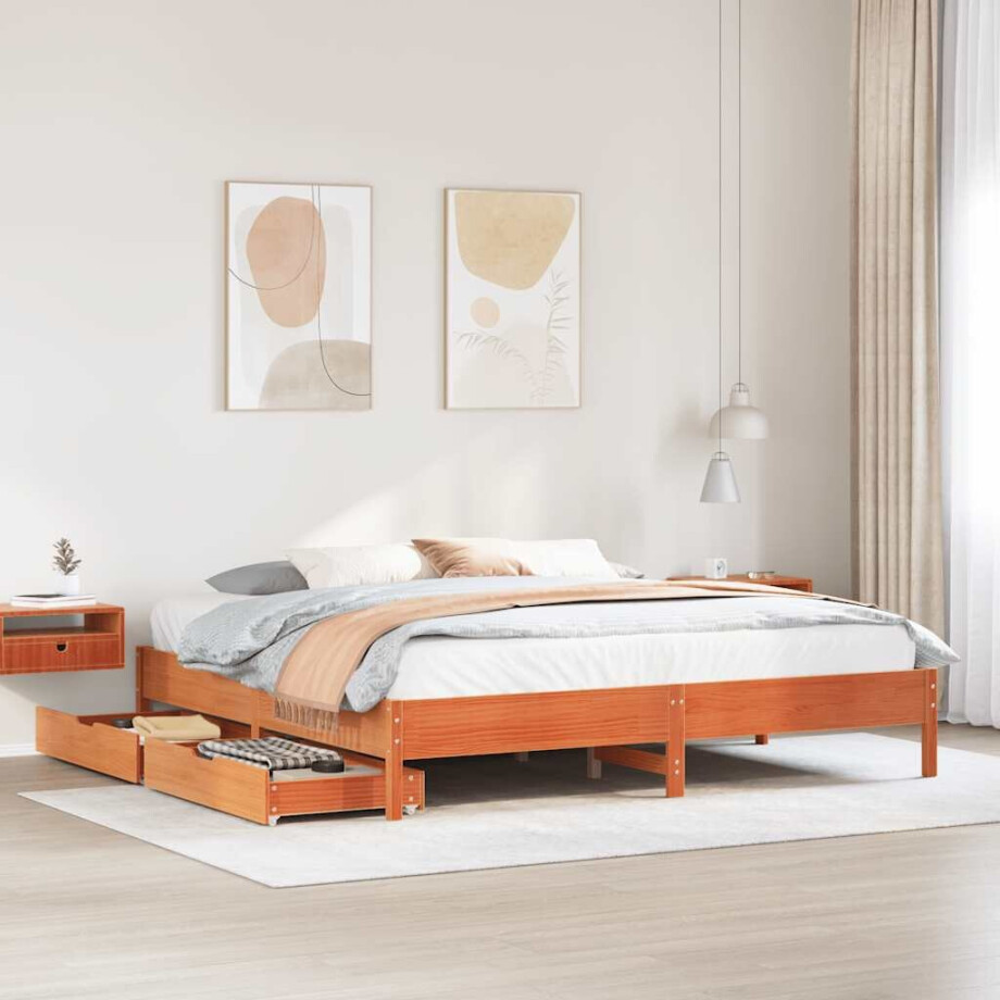 vidaXL Bedframe zonder matras massief grenenhout wasbruin 180x200 cm vidaXL Bedframe zonder matras massief grenenhout wasbruin 180x200 cm afbeelding 1