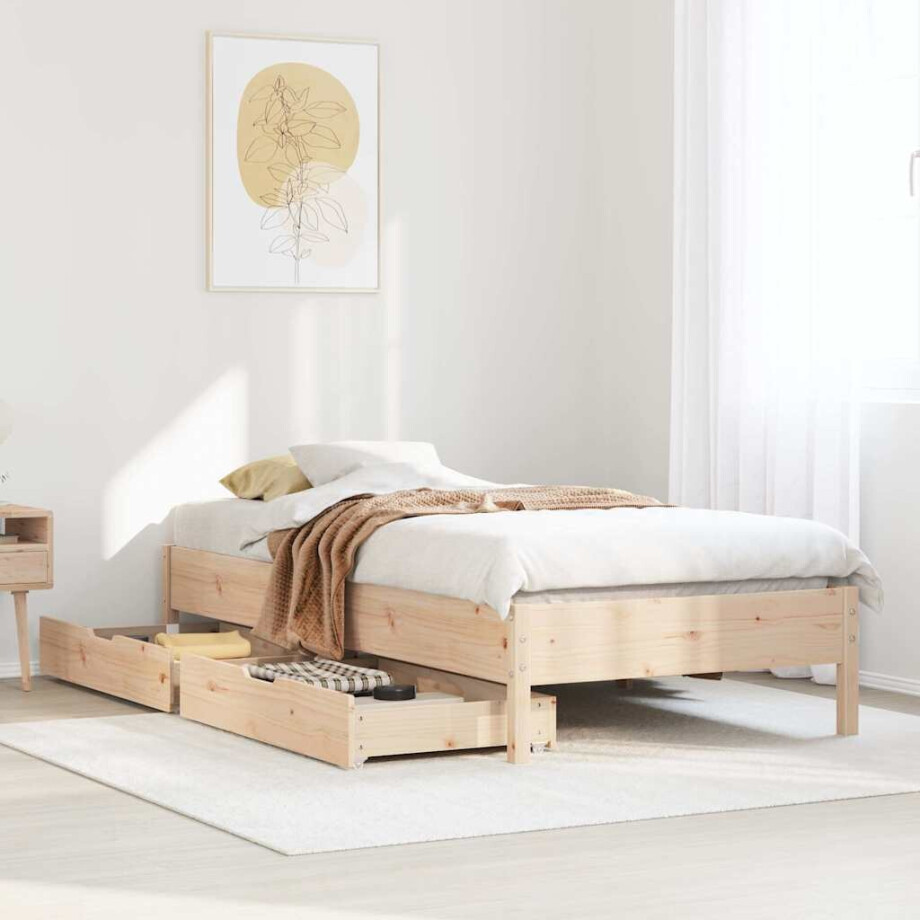 vidaXL Bedframe zonder matras massief grenenhout 90x200 cm afbeelding 1
