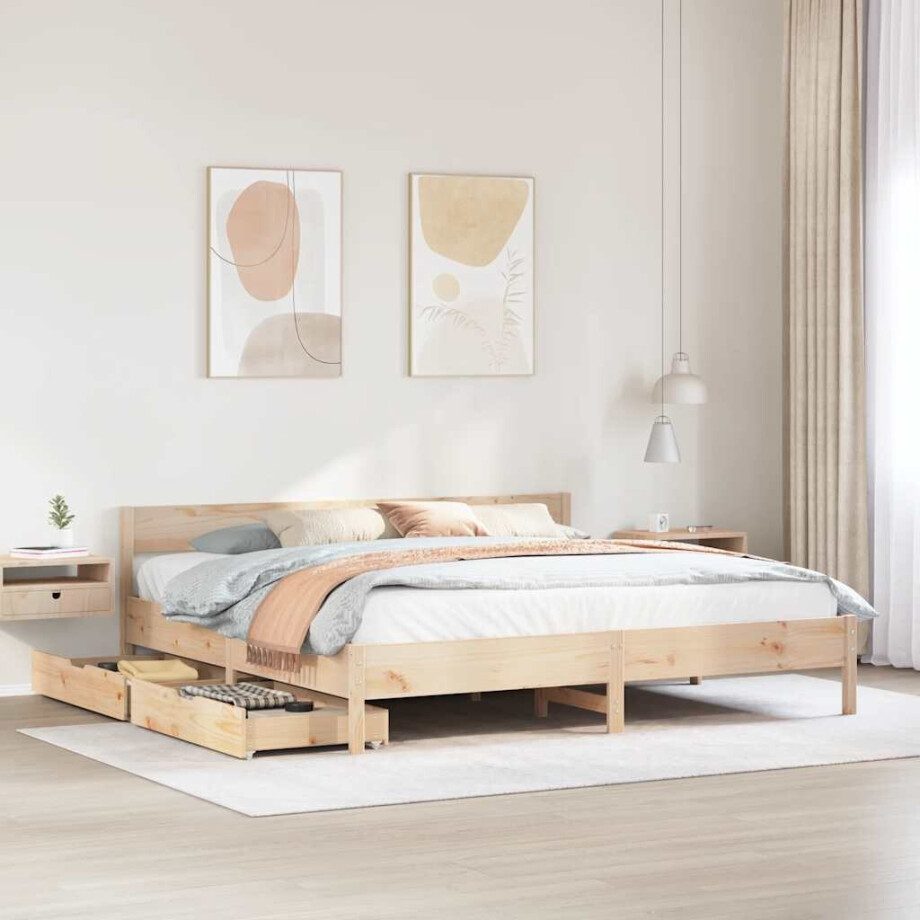 vidaXL Bedframe zonder matras massief grenenhout 180x200 cm vidaXL Bedframe zonder matras massief grenenhout 180x200 cm afbeelding 1