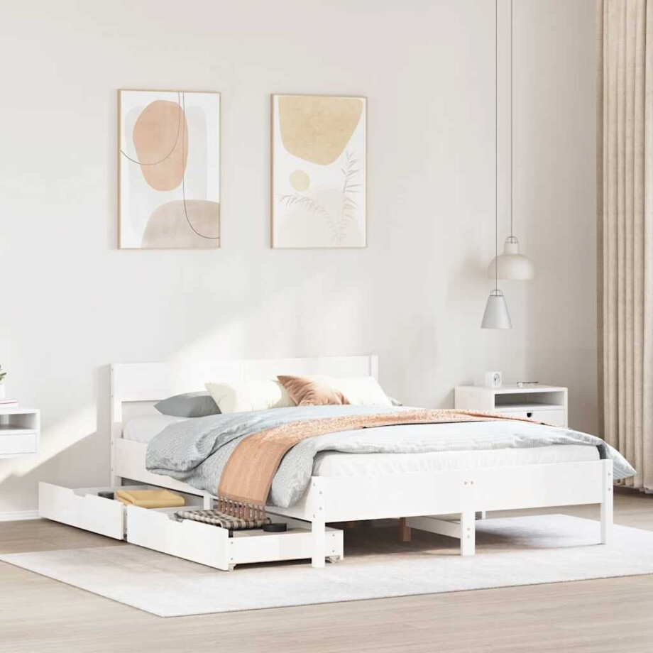 vidaXL Bedframe zonder matras massief grenenhout wit 120x190 cm vidaXL Bedframe zonder matras massief grenenhout wit 120x190 cm afbeelding 1