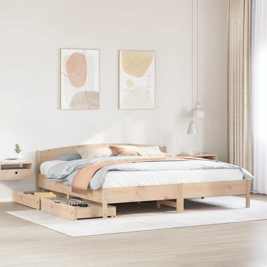 vidaXL Bedframe zonder matras massief grenenhout 180x200 cm vidaXL Bedframe zonder matras massief grenenhout 180x200 cm afbeelding 1