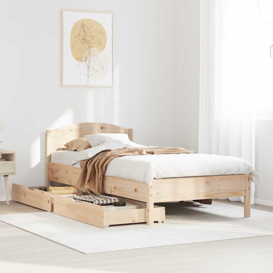 vidaXL Bedframe zonder matras massief grenenhout 100x200 cm vidaXL Bedframe zonder matras massief grenenhout 100x200 cm afbeelding 1
