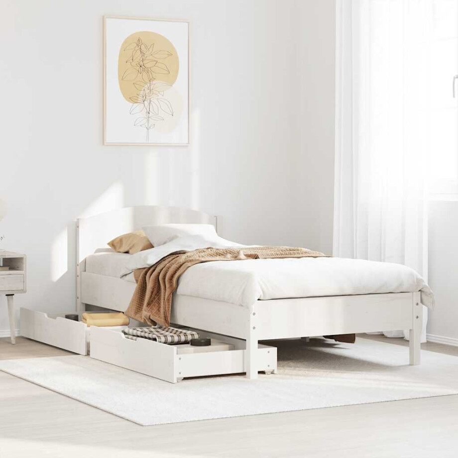 vidaXL Bedframe zonder matras massief grenenhout wit 90x200 cm vidaXL Bedframe zonder matras massief grenenhout wit 90x200 cm afbeelding 1
