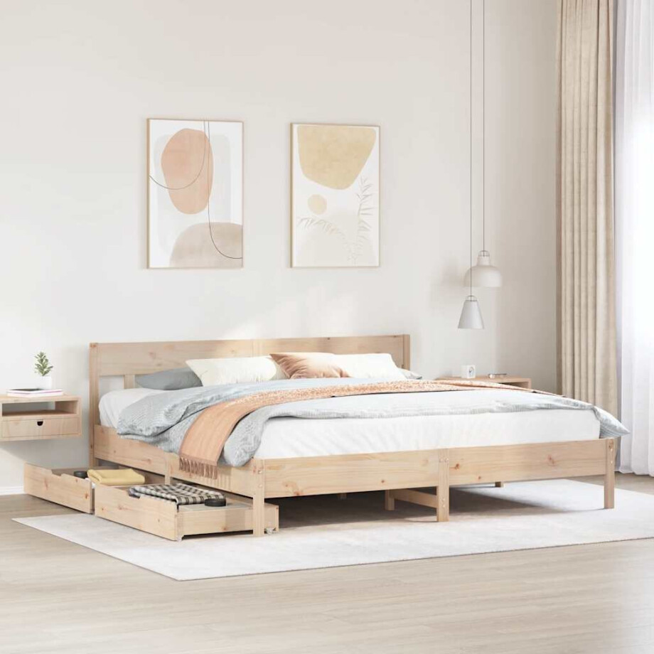 vidaXL Bedframe zonder matras massief grenenhout 200x200 cm afbeelding 1