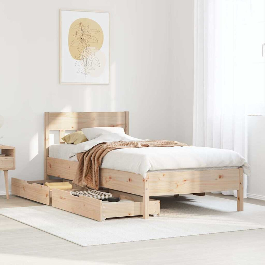 vidaXL Bedframe zonder matras massief grenenhout 90x200 cm afbeelding 1
