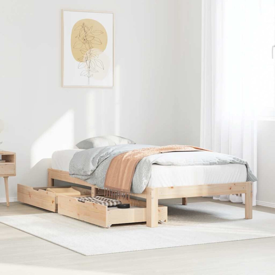 vidaXL Bedframe met lades massief grenenhout 90x200 cm vidaXL Bedframe met lades massief grenenhout 90x200 cm afbeelding 1