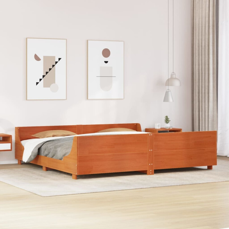 vidaXL Bedframe zonder matras massief grenenhout wasbruin 180x200 cm afbeelding 1