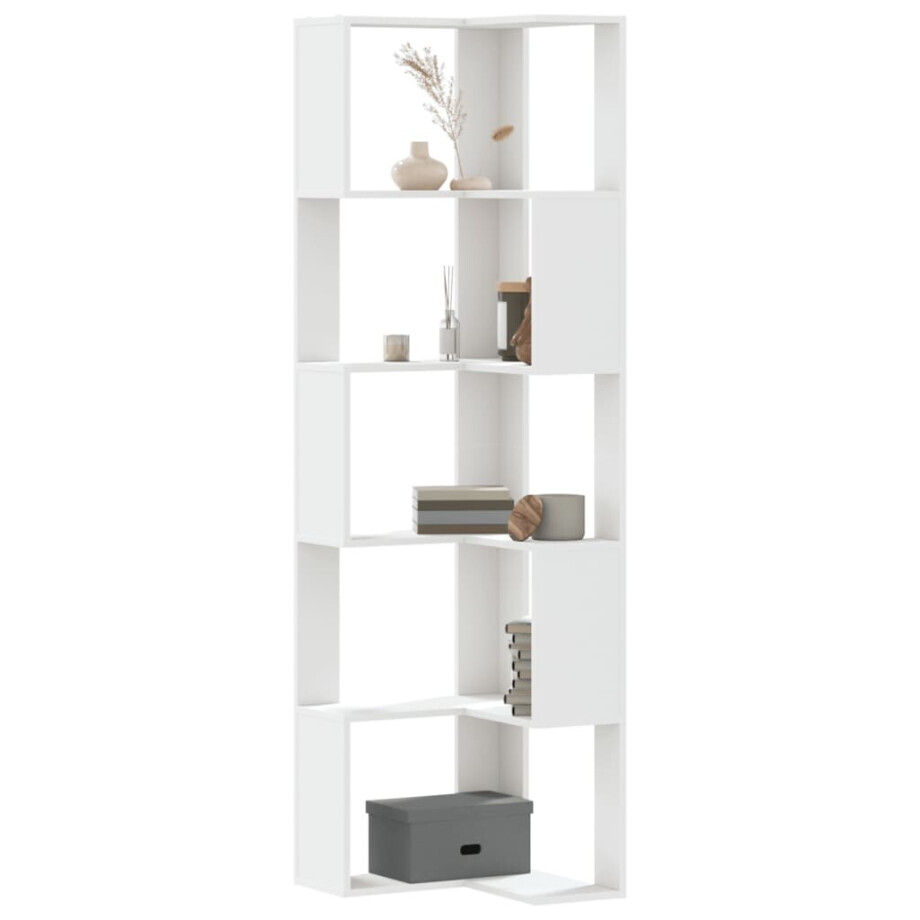 vidaXL Boekenkast 5-laags hoek 50x50x179 cm bewerkt hout wit afbeelding 1