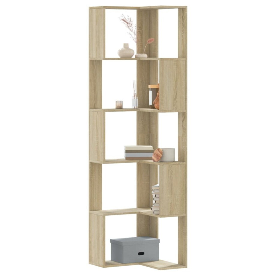 vidaXL Boekenkast 5-laags hoek 50x50x179 cm bewerkt hout sonoma eiken afbeelding 1