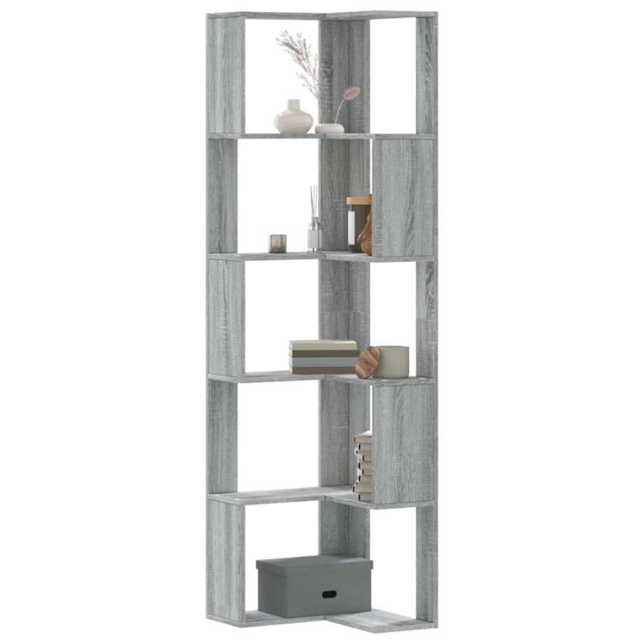 vidaXL Boekenkast 5-laags hoek 50x50x179 cm bewerkt hout grijs sonoma afbeelding 1
