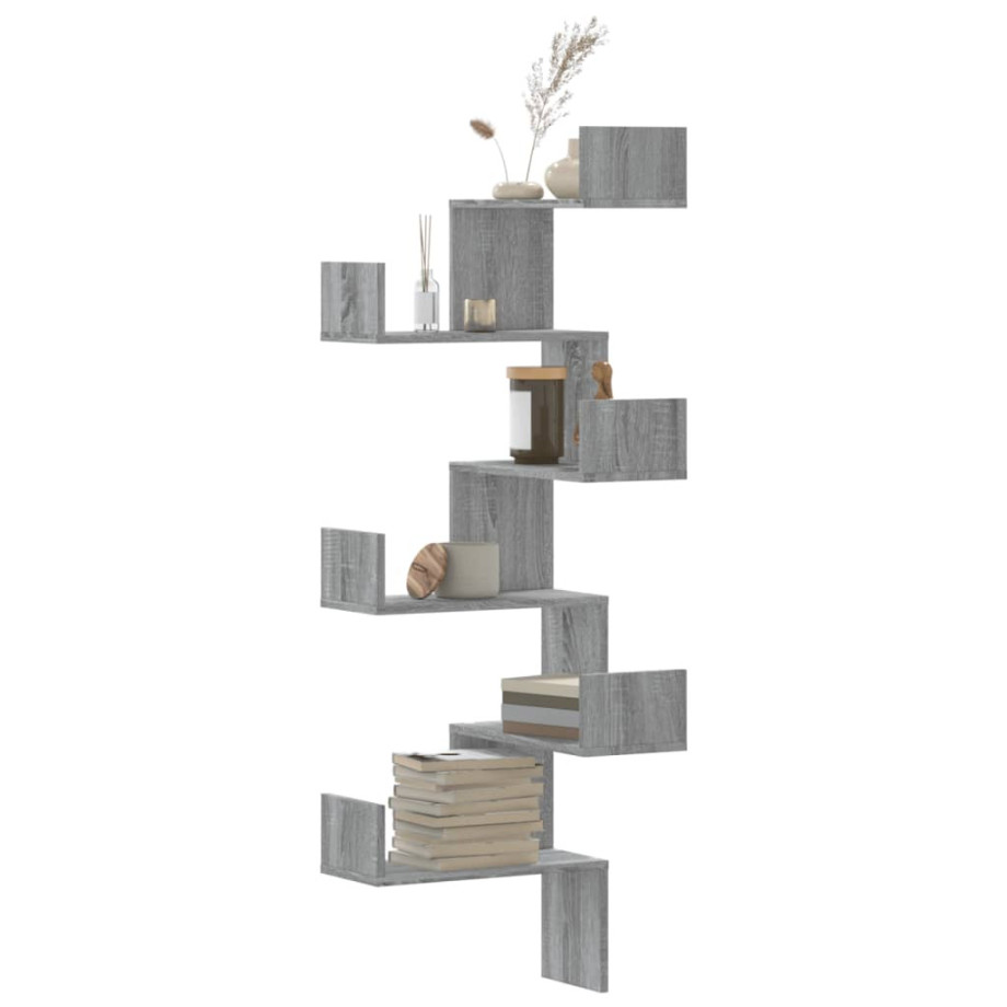 vidaXL Hoekwandschap 45x45x147 cm bewerkt hout grijs sonoma eikenkleur afbeelding 1
