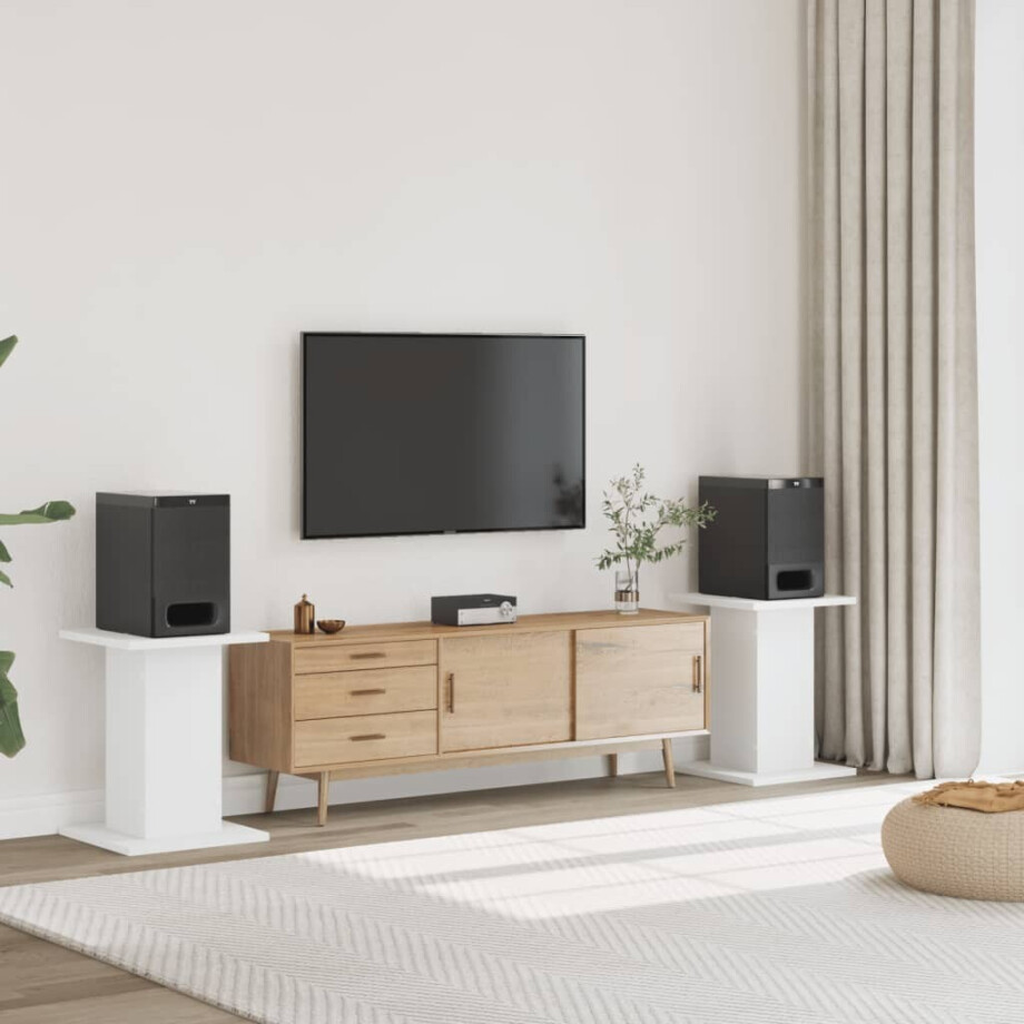 vidaXL Speakerstandaards 2 st 30x30x60 cm bewerkt hout wit vidaXL Speakerstandaards 2 st 30x30x60 cm bewerkt hout wit afbeelding 1